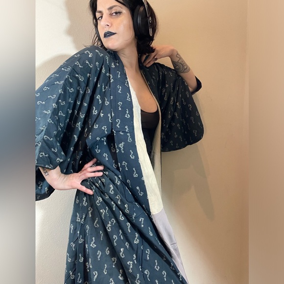 True antique crepe silk kimono question mark the riddler joker Batman usomono - Picture 4 of 16